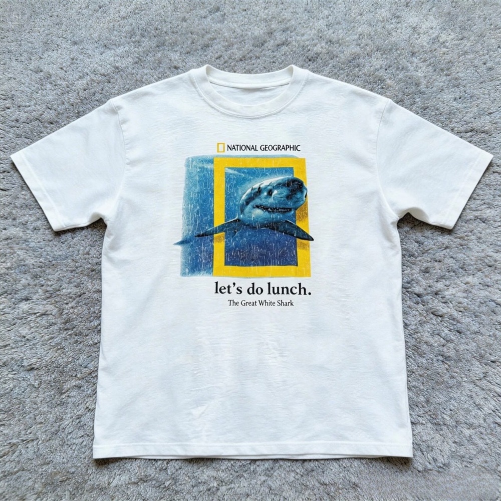 National Geographic Let's Do Lunch Great White Shark Tee - White
